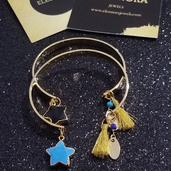 16k gold elactroplated turquoise charm bracelet - Picture 3 of 6